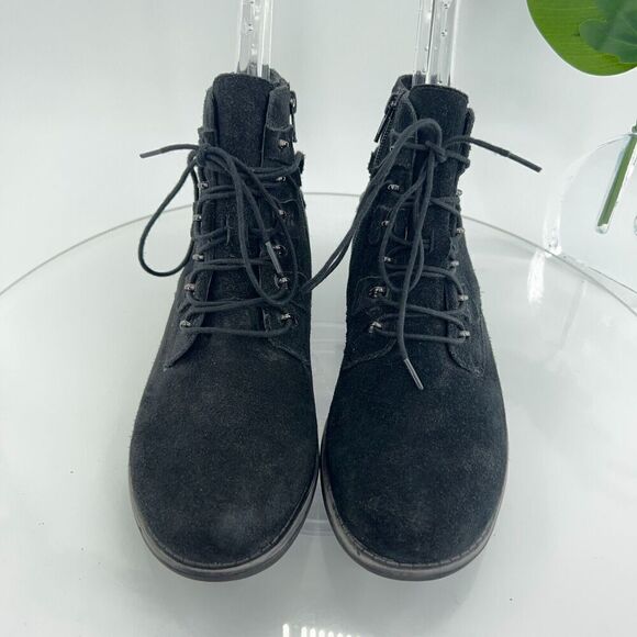 Earth Boone Booties Womens 8.5 Side Zip Block Heel Leather Upper Black - Picture 5 of 15